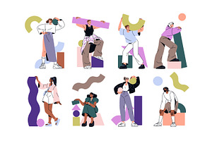 People with geometric figures set, a Person Illustration by PaperTrident