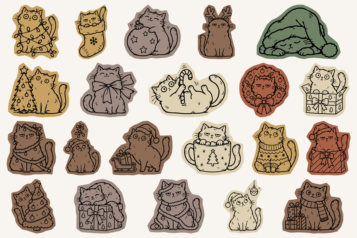 46 Christmas Cat Illustrations, an Animal Illustration by designvectx (Photo 4 of 6)