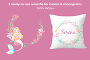 Mermaid watercolor pattern set, an Animal Illustration by WatercolorElena (Thumbnail 10 of 11)