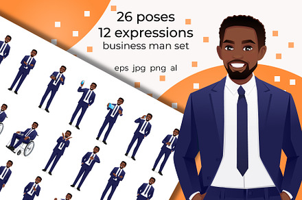 Business African American man kit, a Person Illustration by Volha Hlinskaya