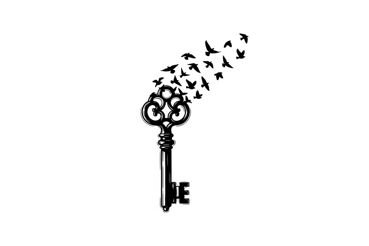 50 Flying Keys Silhouette Vector Bun, an Illustration by Designs_River (Photo 23 of 51)