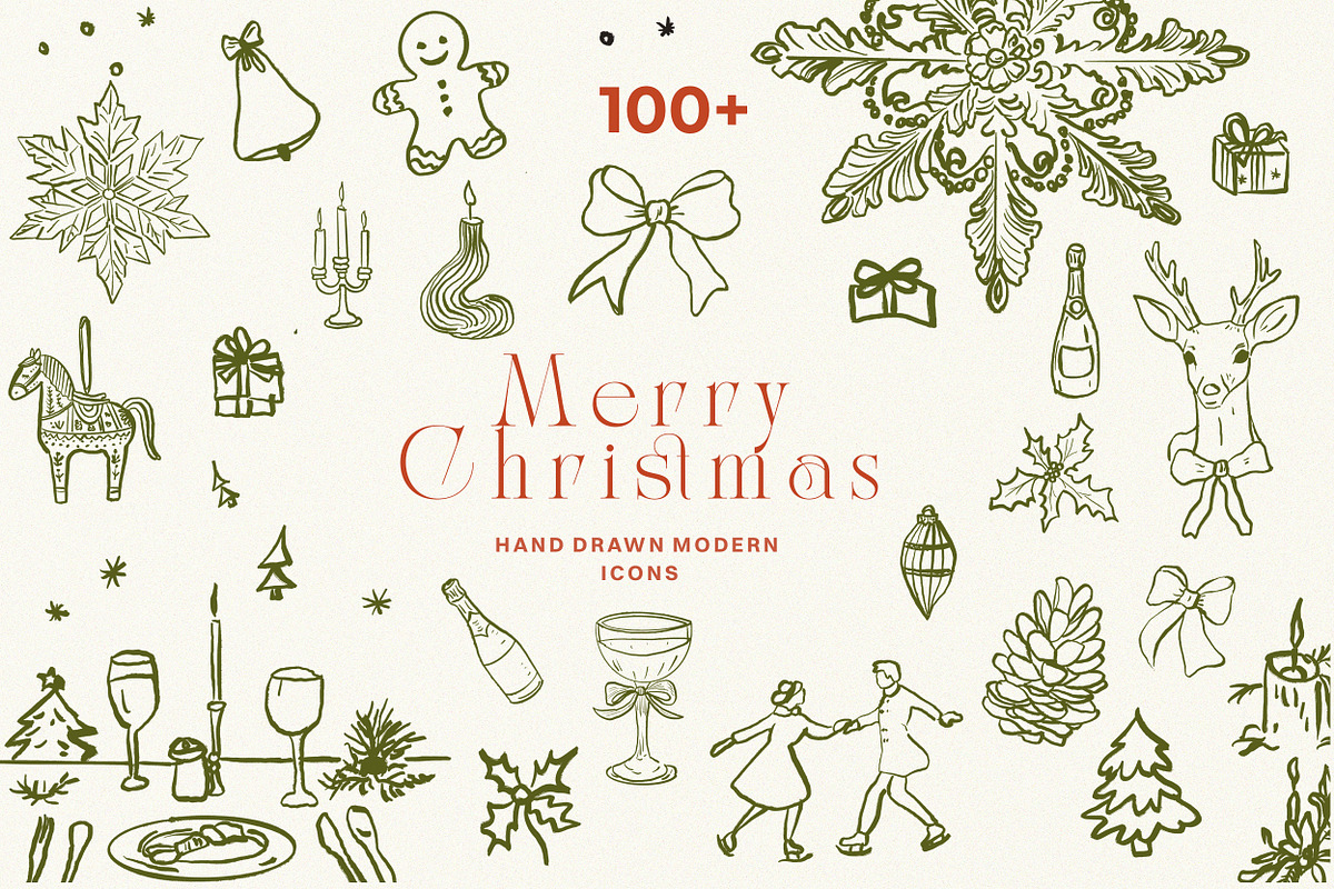 Hand Drawn Christmas Line Art Icons, an Object Graphic by Laras Wonderland (Photo 1 of 9)