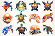 Sunset Sea Turtle Sublimation Bundle, an Illustration by Dream Creation (Thumbnail 2 of 4)