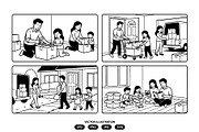 Activities of a family moving house, a Person Illustration by Vectorlina (Thumbnail 1 of 3)