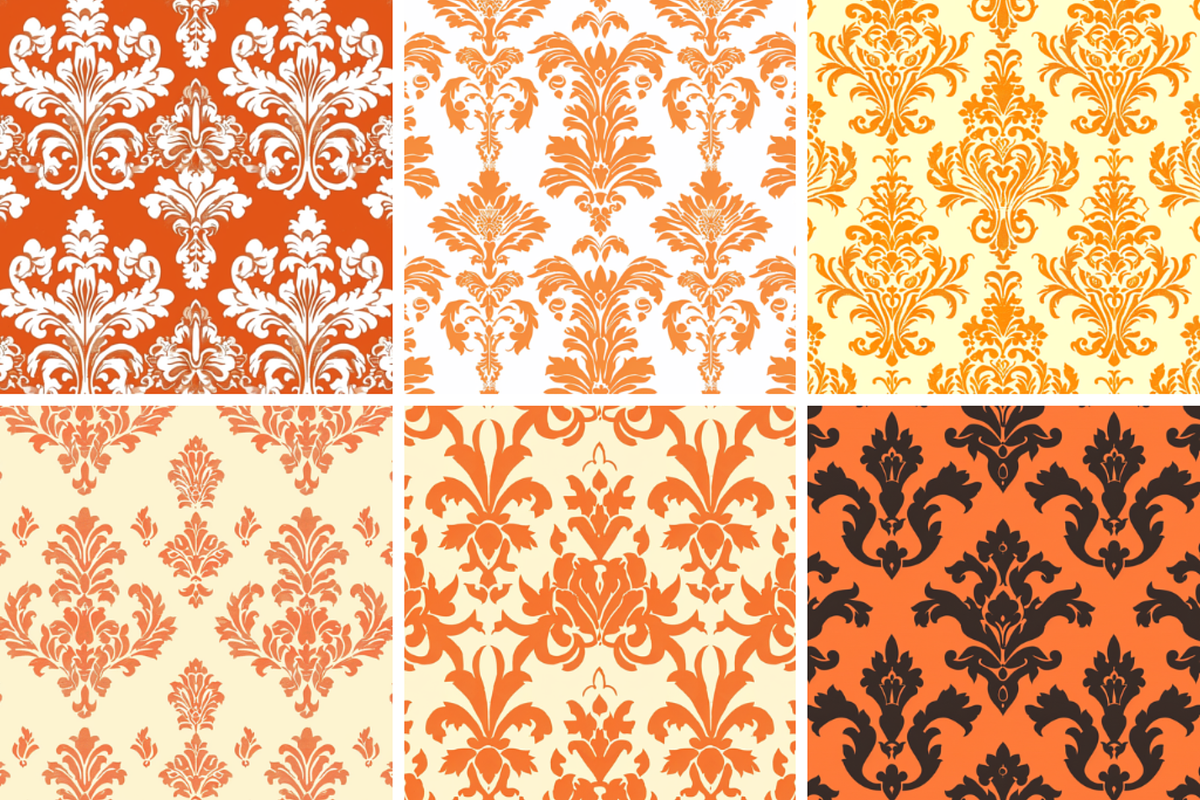 Orange Damask Seamless Patterns, a Pattern Graphic by PrintablesByFranklyn (Photo 2 of 4)
