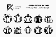 Black and White Pumpkin Icon, a Solid Icon by Akatype Studio (Thumbnail 1 of 3)