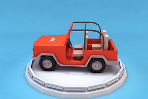 Cartoon Jeep Low Poly 3D Model