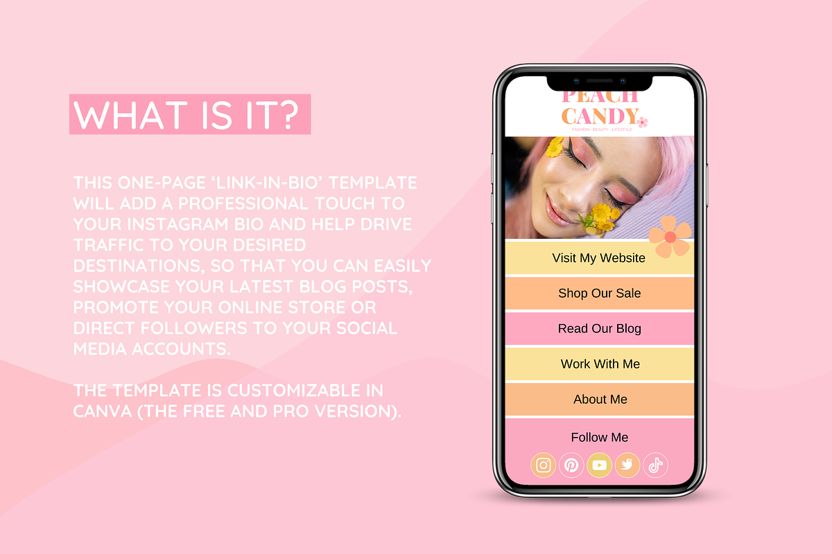 Pastel Link in Bio Template, a Landing Page Template by SunshineStudioBoutique (Photo 2 of 9)