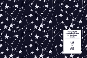 Starry Night Seamless Pattern