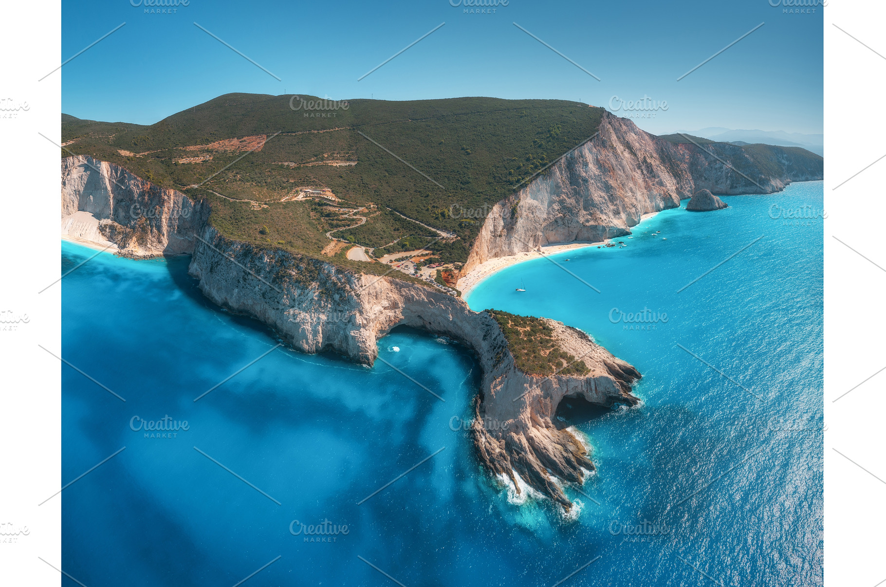 Aerial view of Porto Katsiki beach, a Nature Photo by den-belitsky