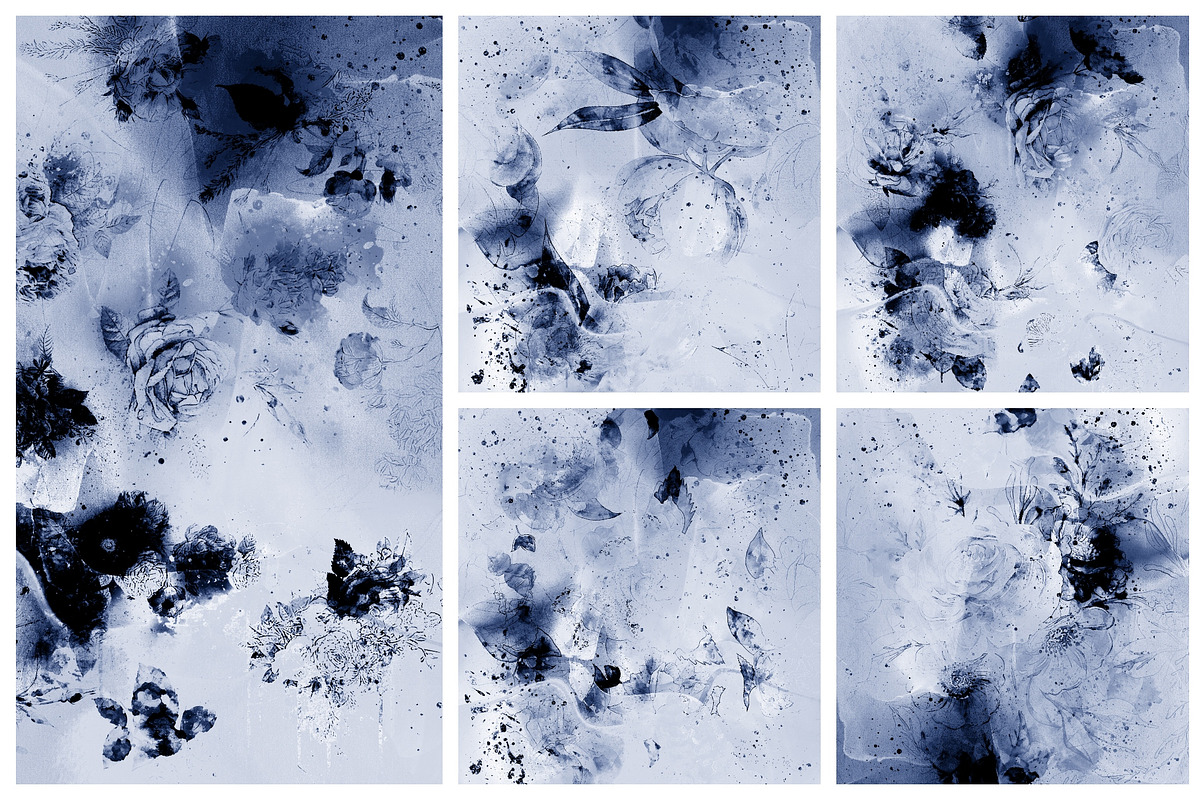 Watercolor Floral Backgrounds, a Texture Graphic by sibel dayı (Photo 8 of 16)