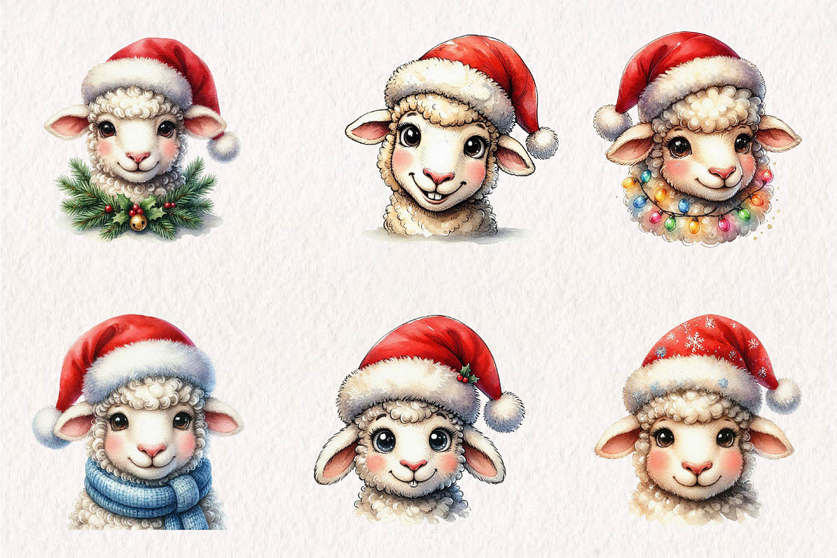 Funny Festive Sheep Faces, a Seasonal Illustration by CreationArt (Photo 4 of 7)