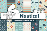 Nautical Paper Pack, a Pattern Graphic by Zlatoena Clipart (Thumbnail 1 of 4)