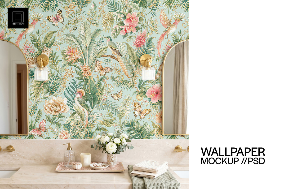 Bathroom Wallpaper Mockup PSD, a Household Mockup by 1001 mockups (Photo 1 of 12)