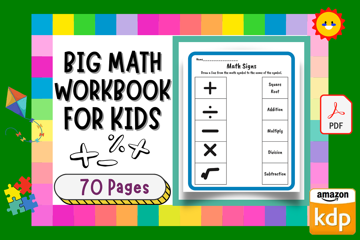 BIG MATH PRACTICE Workbook for KIDS, a Templates & Theme by Premium Digital Templates (Photo 2 of 2)