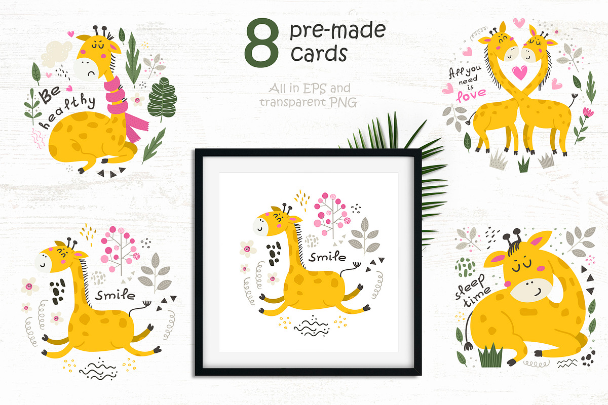 Giraffes Clipart & Pattern, a Background Graphic by Nafanya (Photo 8 of 9)