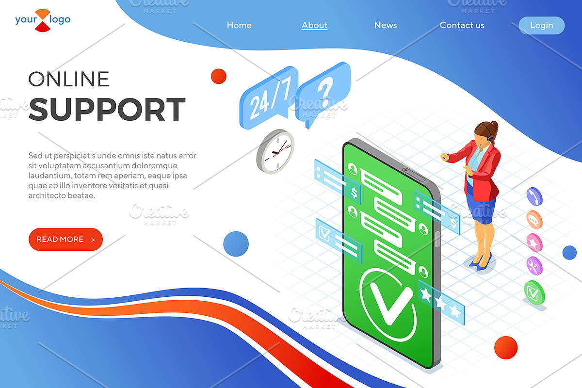 Isometric Online Customer Support, a Person Illustration by TAlex (Photo 3 of 6)