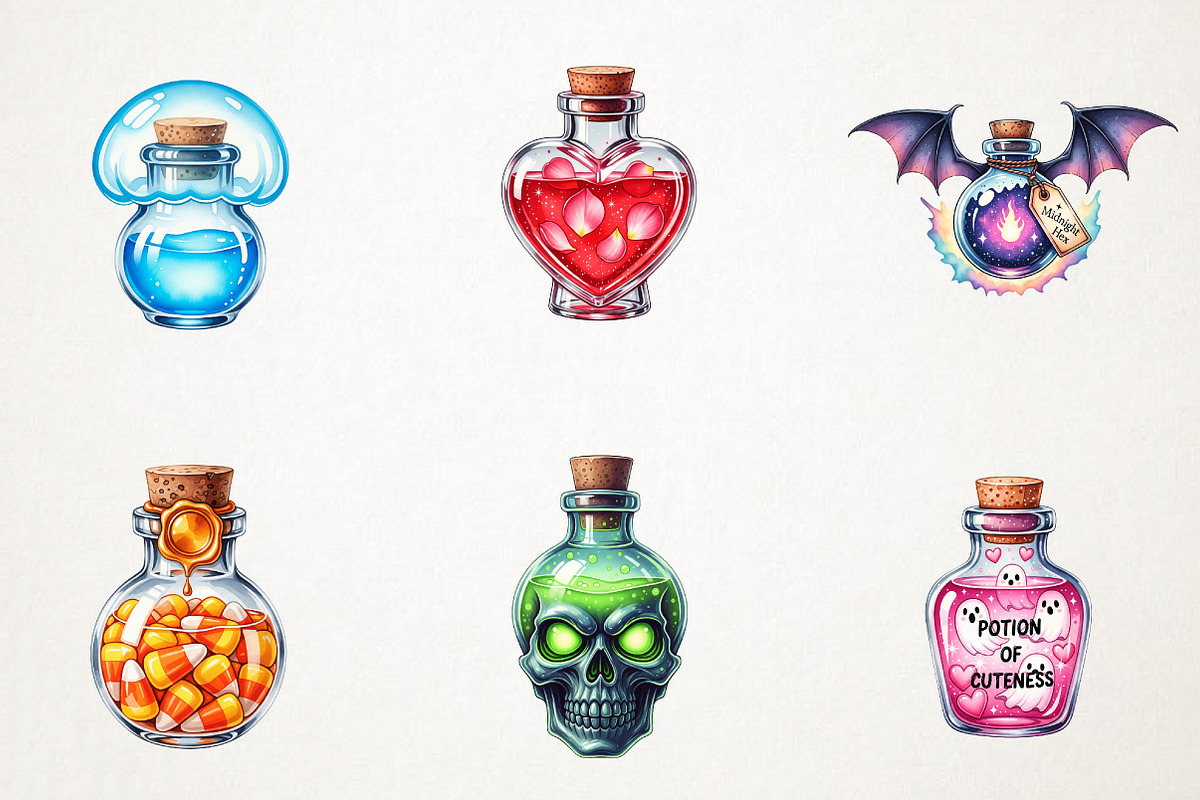 Halloween Potion Bottles Sublimation, an Illustration by RobertsArt (Photo 2 of 7)
