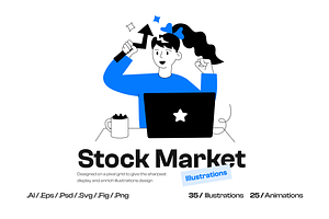 Stock Market Mini Illustrations, a Person Illustration by Prosymbols