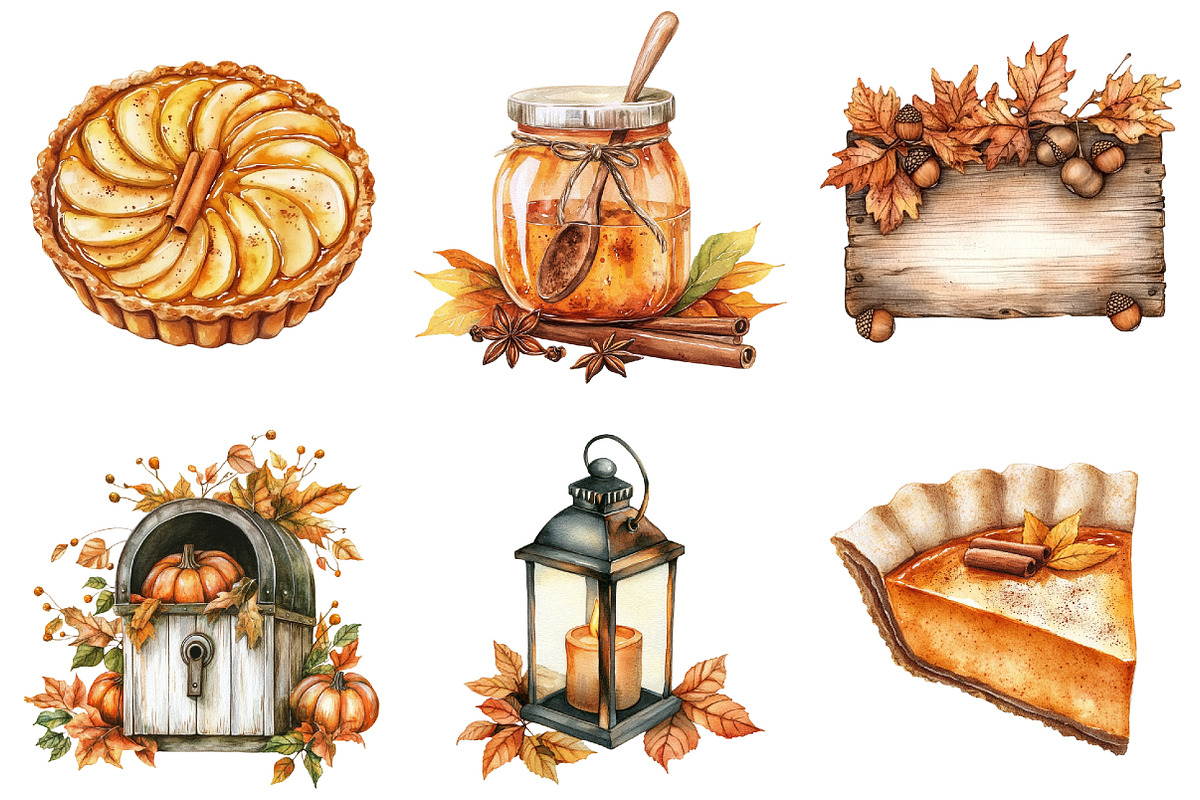 Watercolor Cozy Fall Clipart Bundle, a Seasonal Illustration by CitraGraphics (Photo 4 of 8)