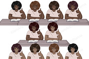 Study Beige Girls Clipart, a Person Illustration by GlamArtZhanna (Thumbnail 6 of 7)
