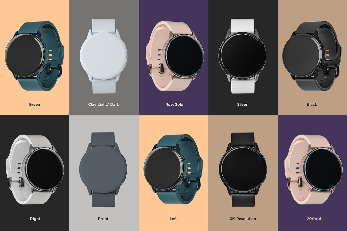 Samsung Galaxy Watch Design Mockup, an Android Mockup by illustrated (Photo 9 of 9)