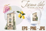 Romantic Tuscan Villa Watercolor, a Decorative Illustration by Deckar_art (Thumbnail 3 of 5)