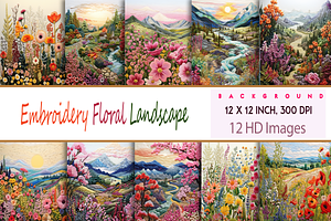 Embroidery Floral Landscape