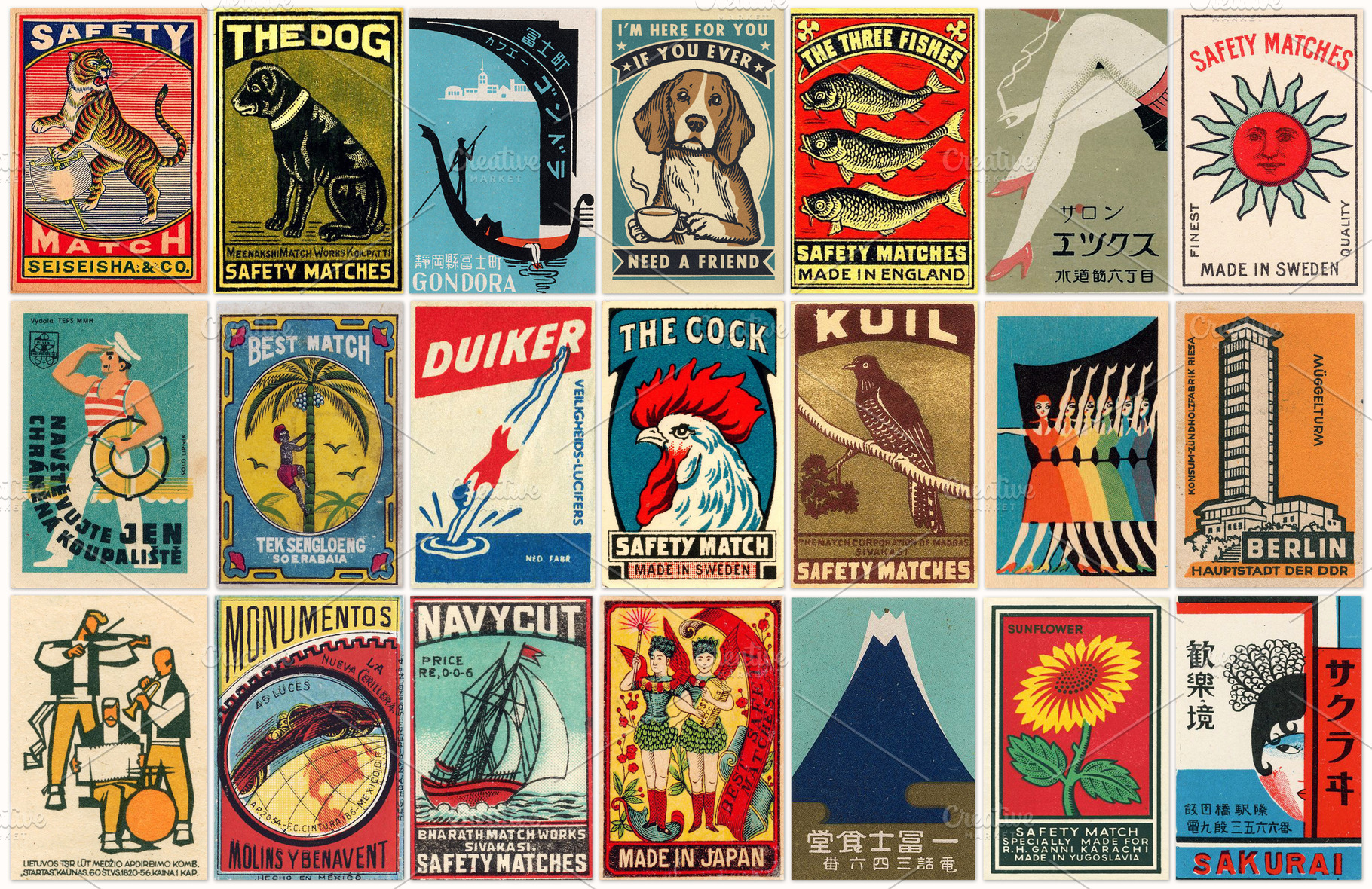 Old colorful vintage matchbox labels, an Arts & Entertainment Photo by BOOCYS
