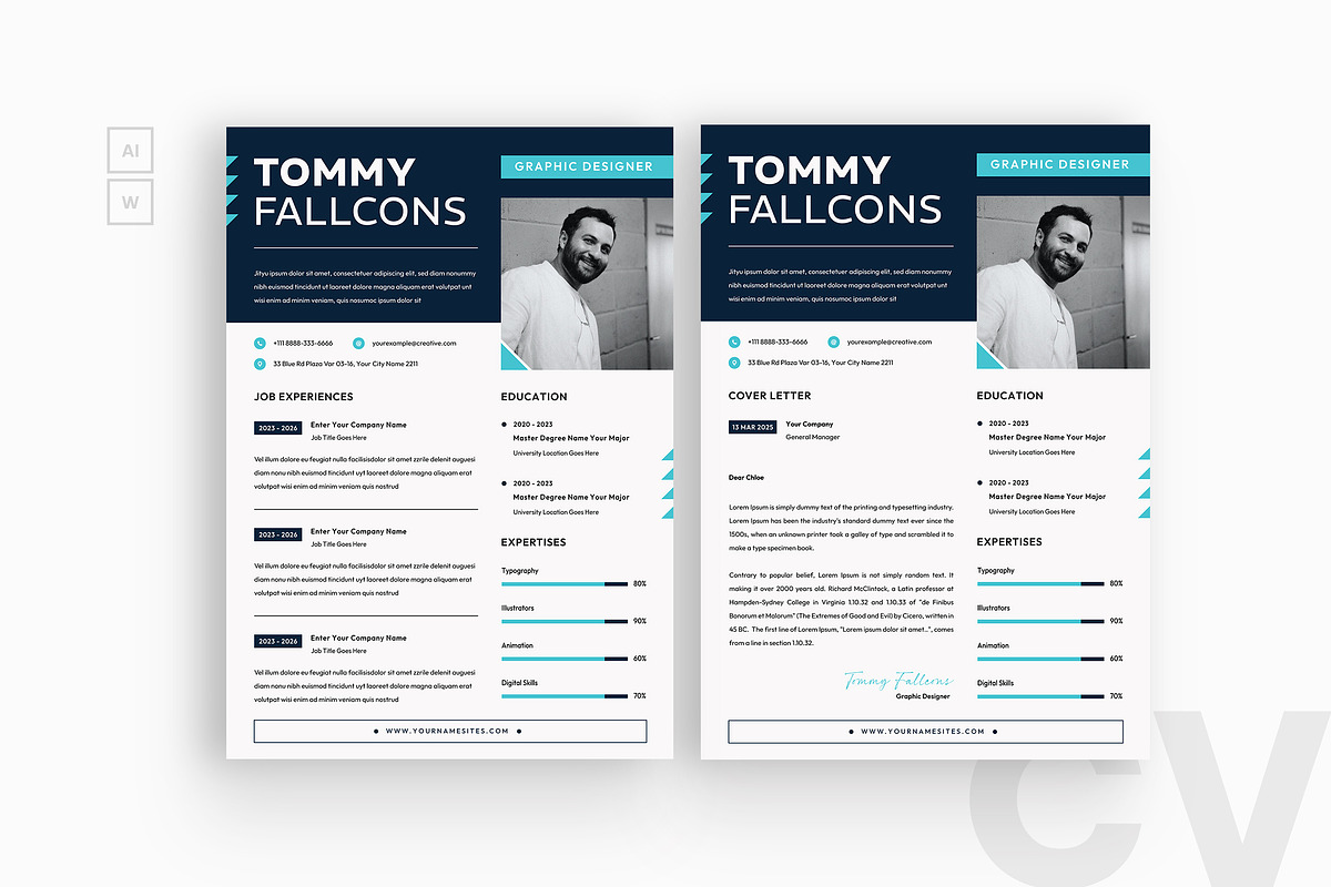 Simple Graphics Resume, a Resume Template by iDoodle Studio