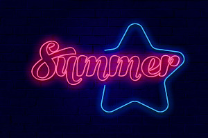 Summer Neon Sign PSD Editable Text, a Layer Style Add-On by TrueVector
