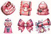 Retro Girly Baseball Clipart, an Illustration by OK Design (Thumbnail 5 of 5)