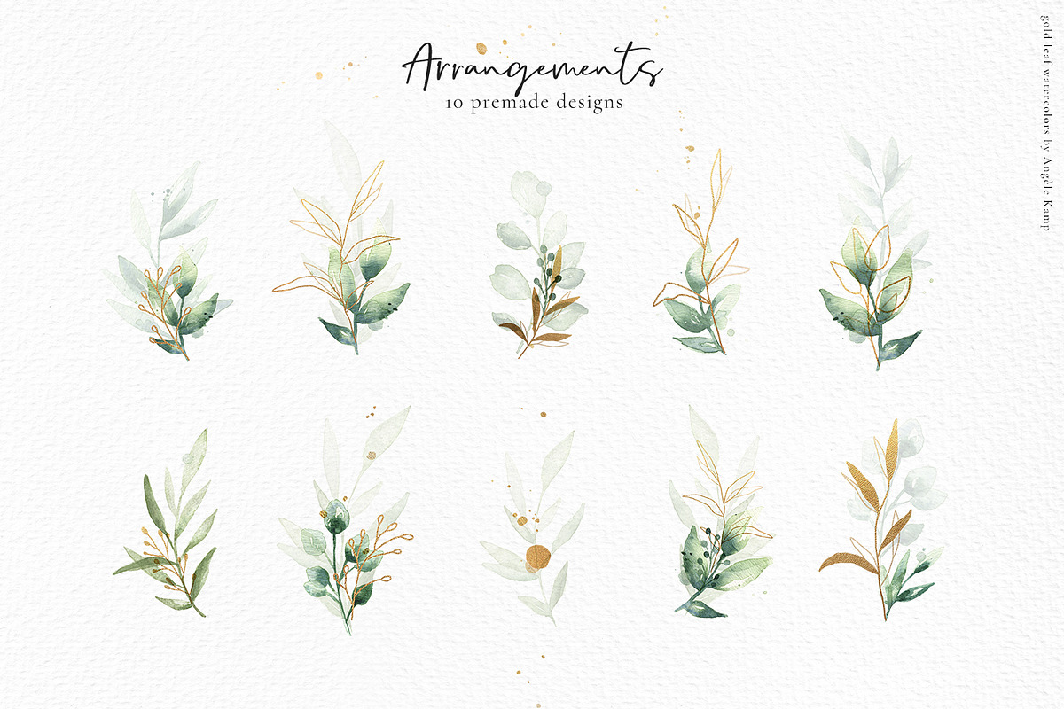 Gold leaf watercolor alphabet art, an Illustration by Angele Kamp (Photo 9 of 12)