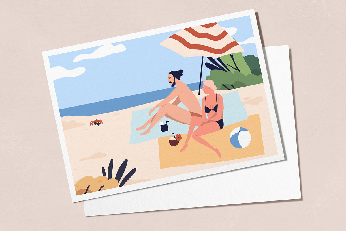 Couple on sea beach in summer, a Person Illustration by Good Studio (Photo 3 of 3)