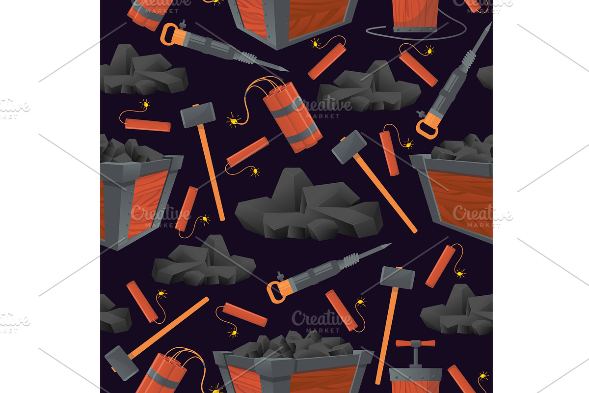 Mining tools for coal extraction, an Illustration by Vectorbuum