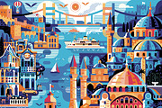 Istanbul Travel Poster, an Illustration by Alex Krugli (Thumbnail 2 of 7)