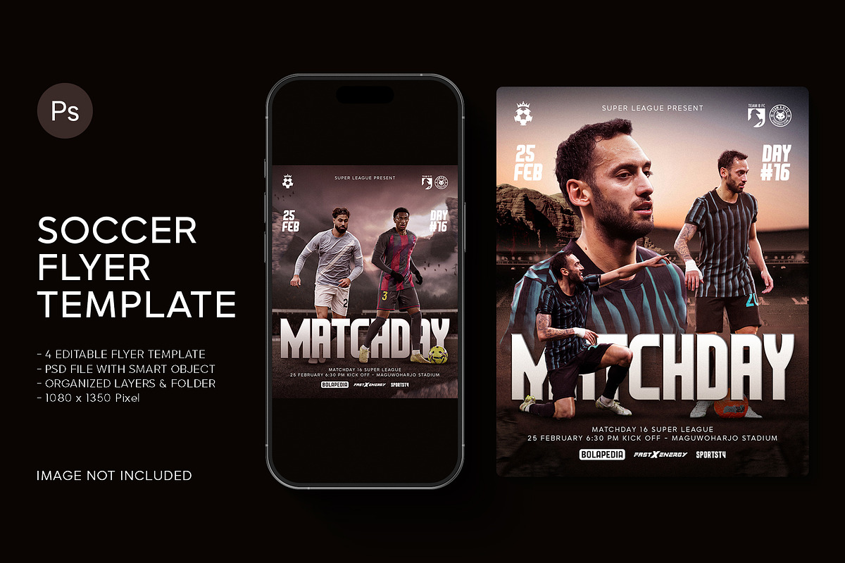 Football Match Day flyer Template, a Flyer Template by Ghurafa Studio (Photo 1 of 3)