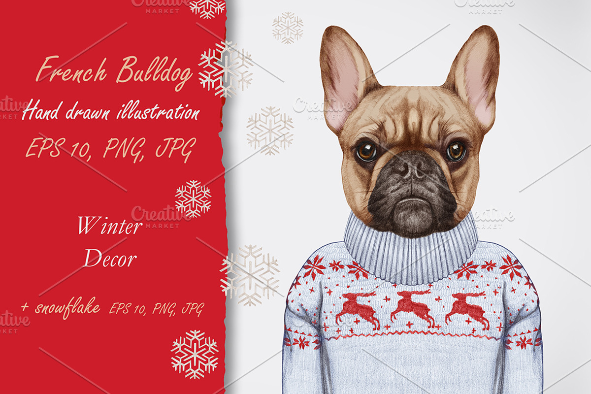 French Bulldog / Wintertime, an Animal Illustration by Victoria_Novak (Photo 1 of 3)