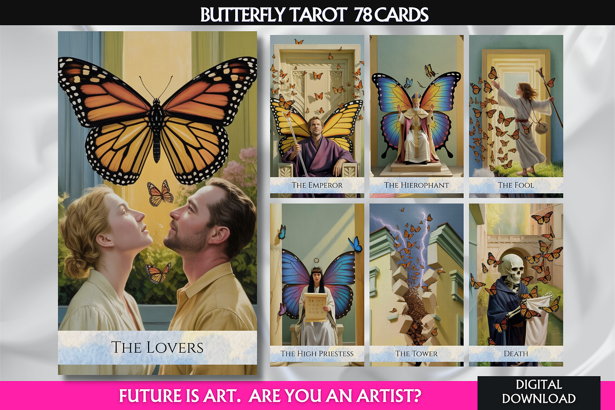 Butterfly Oil Painting Tarot Deck, an Object Illustration by Mugio (Photo 1 of 6)