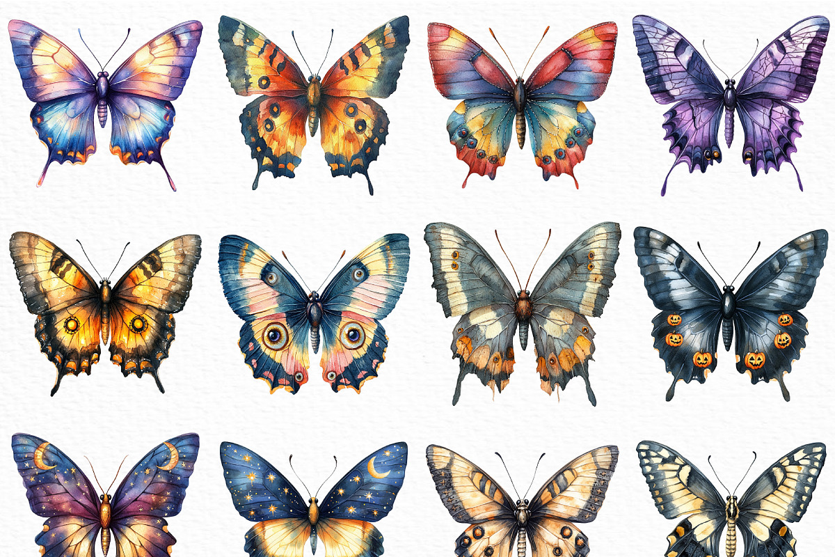 Watercolor Halloween Butterfly PNG, an Illustration by Craft Nest (Photo 3 of 6)