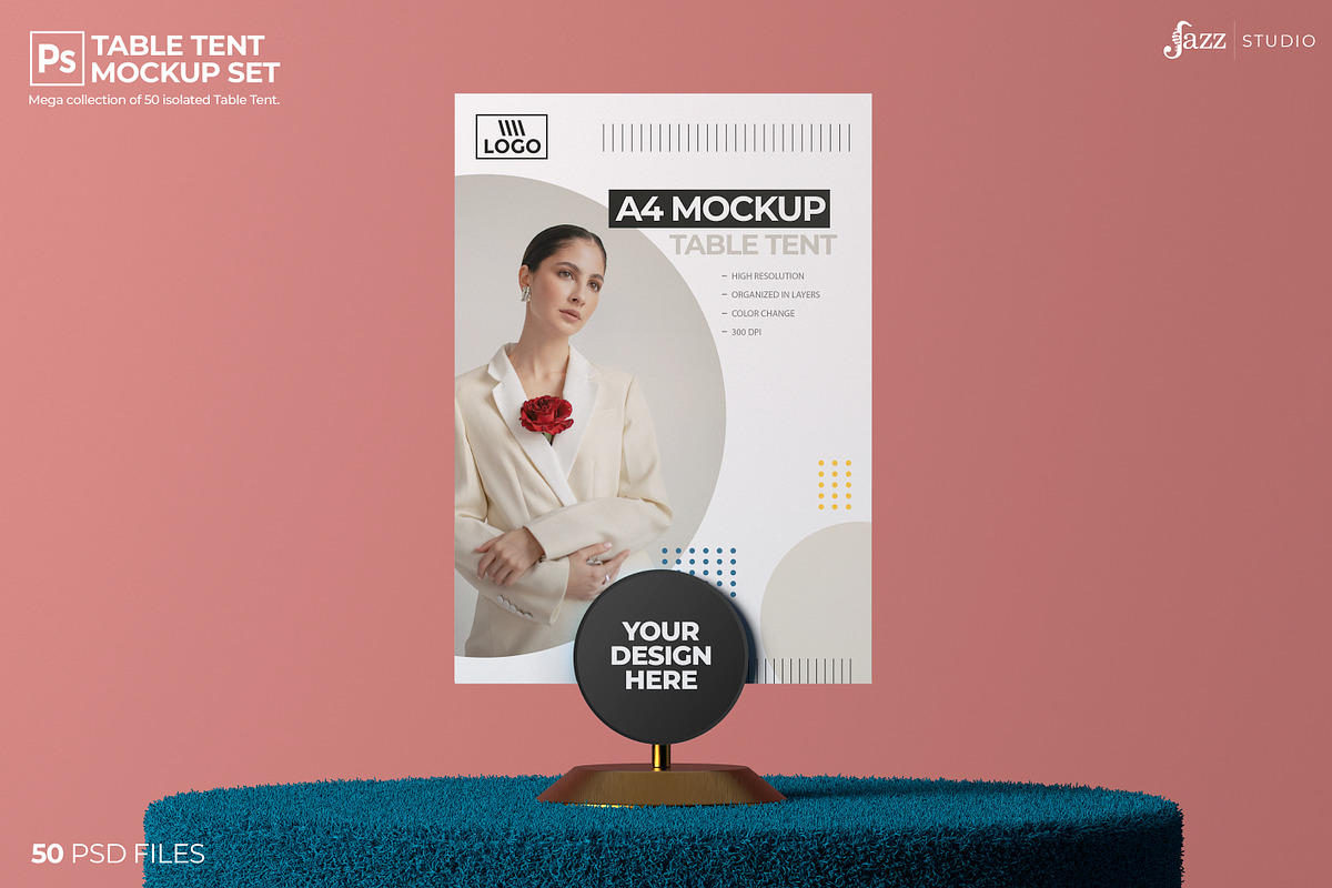 50 PSD Table Tent Mockup Collection, a Mockup by JAZZ STUDIO (Photo 5 of 7)