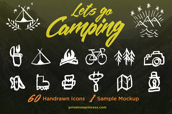 Lets Go Camping60 Hand Drawn Icons