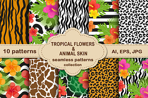 Tropical Flowers/animal Skin Pattern