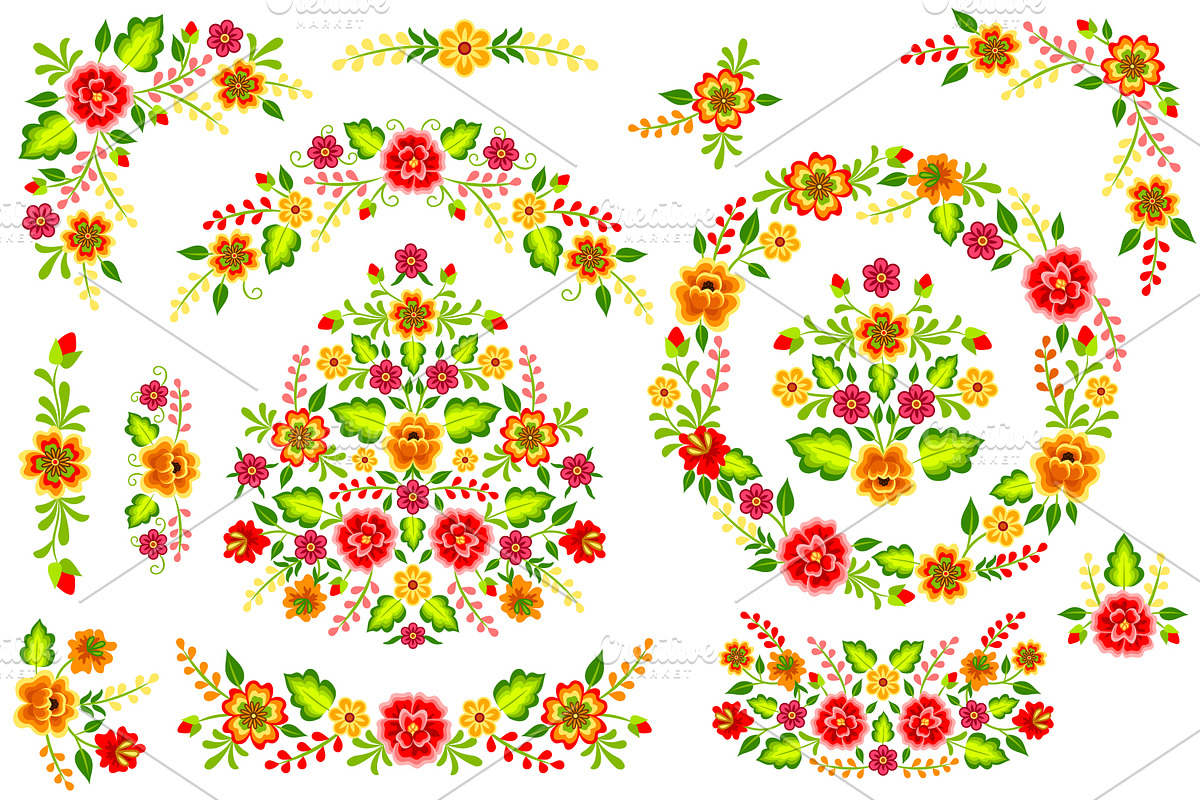 Mexican Flowers (EPS, PNG, JPG), an Illustration by Sveta Aho (Photo 3 of 3)