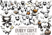 Halloween Quirky Ghost Clipart, an Illustration by OK Design (Thumbnail 1 of 5)