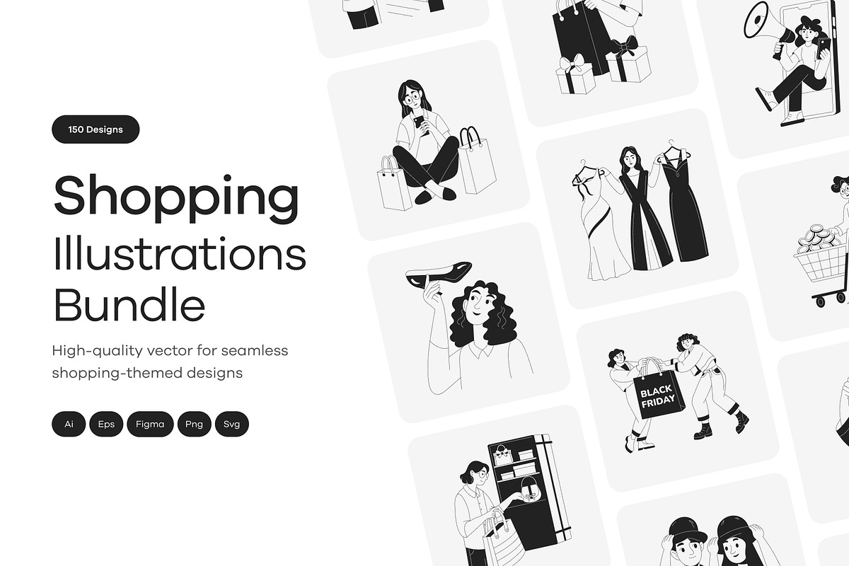 Shopping Illustration Art Set, a Person Illustration by Prosymbols (Photo 1 of 13)