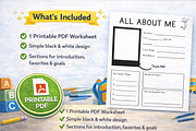 All About Me Printable Worksheet, an Education Illustration by MIRoots Design Studio (Thumbnail 3 of 4)