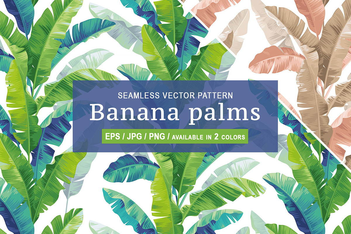 Banana palms. Tropical pattern., a Pattern Graphic by Anna Smirnova (Photo 1 of 6)