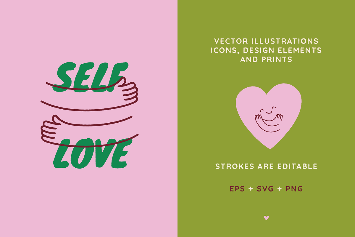 Self love, vector illustrations, an Object Graphic by venimo (Photo 2 of 15)