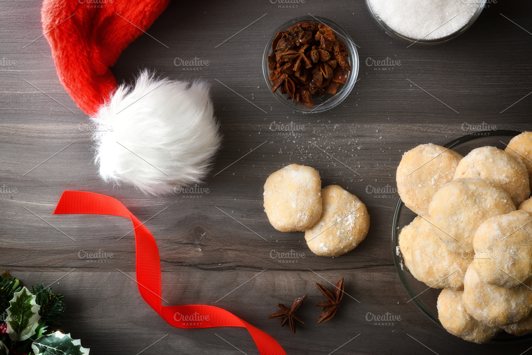 Detail of anise cookies on wooden table Christmas decoration top, a Food & Drink Photo by Davizro's Market